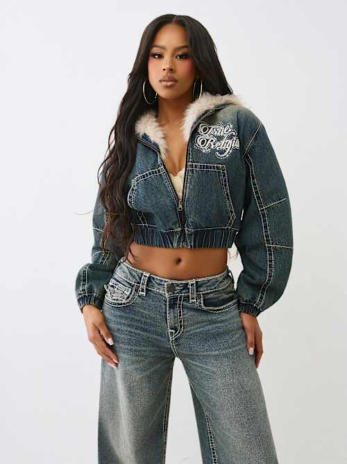 ДЖИНСОВАЯ КУРТКА ИЗ ИСКУССТВЕННОГО МЕХА СВОБОДНОГО КРОЯ BIG T