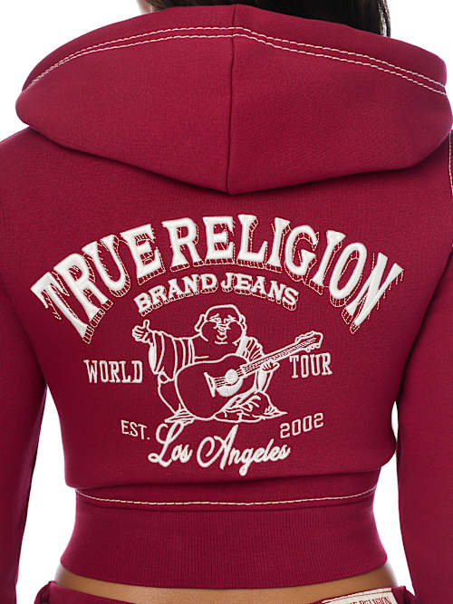 True Religion30サイズ CRYSTAL BUDDHA BIG T SHRUNKEN ZIP HOODIE