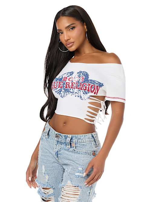 Custom Off-the-Shoulder Lace-Up Tee | True Religion