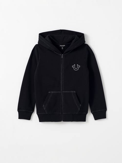 BOYS STITCH LOGO ZIP HOODIE