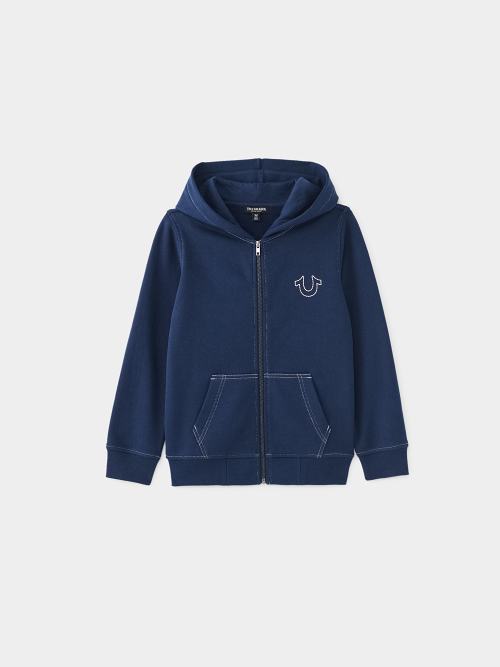 BOYS STITCH LOGO ZIP HOODIE