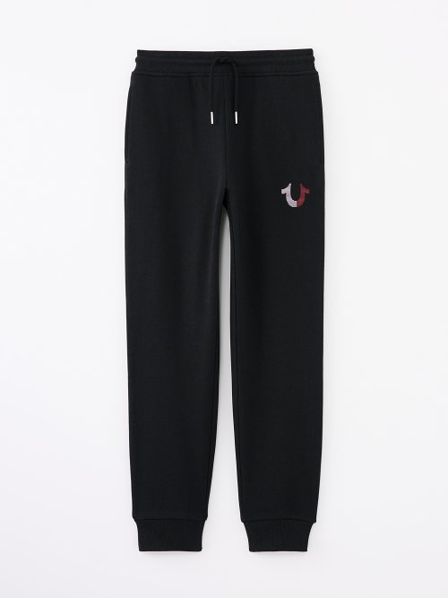 True Religion Contrast Stitch Sweatpants in Black for Men