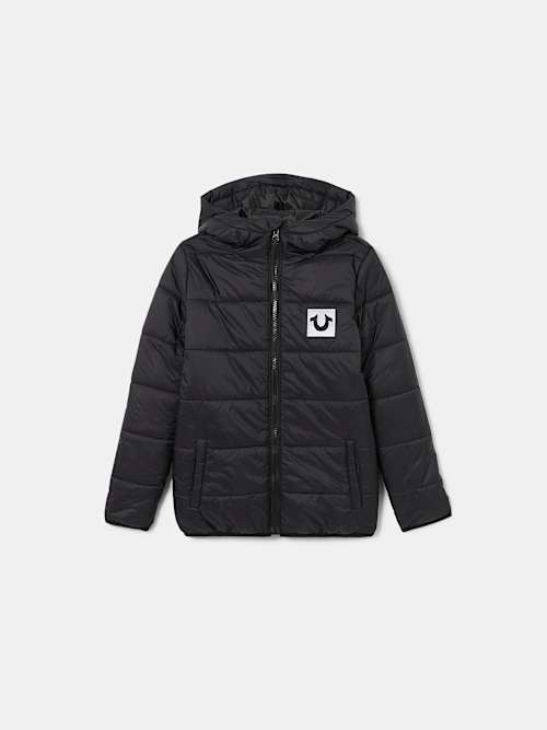 BOYS HORSESHOE HOODED PUFFER JACKET