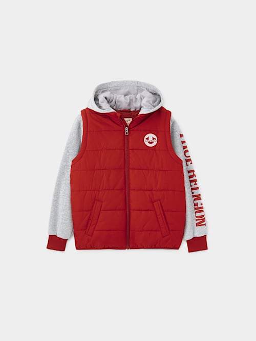 ПУХОВИК С ПОДКОВОЙ В ВИДЕ ЛОГОТИПА ДЛЯ МАЛЬЧИКОВ