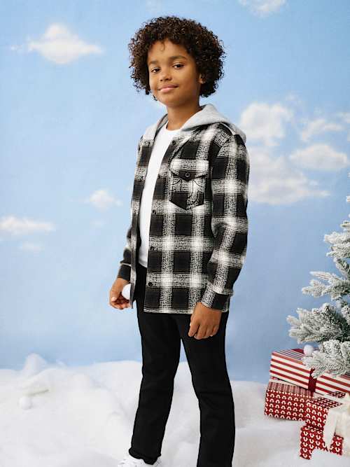 ФЛАНЕЛЕВАЯ РУБАШКА С КАПЮШОНОМ ДЛЯ МАЛЬЧИКОВ