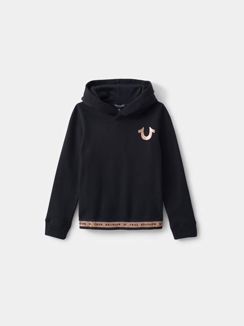 GIRLS LOGO TRIM HOODIE