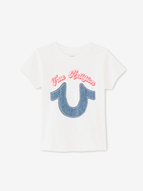 CAMISETA CON PARCHE DE MEZCLILLA Y HERRADURA PARA NIÑA