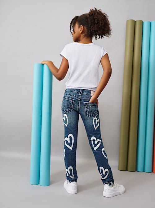 GIRLS HALLE HEART PRINT SKINNY JEAN