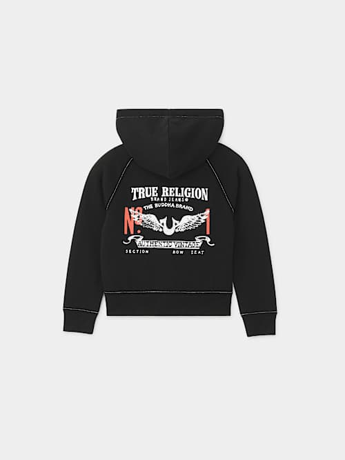 GIRLS CRYSTAL WINGED LOGO ZIP HOODIE