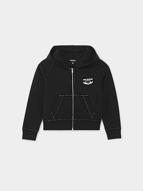 GIRLS CRYSTAL WINGED LOGO ZIP HOODIE