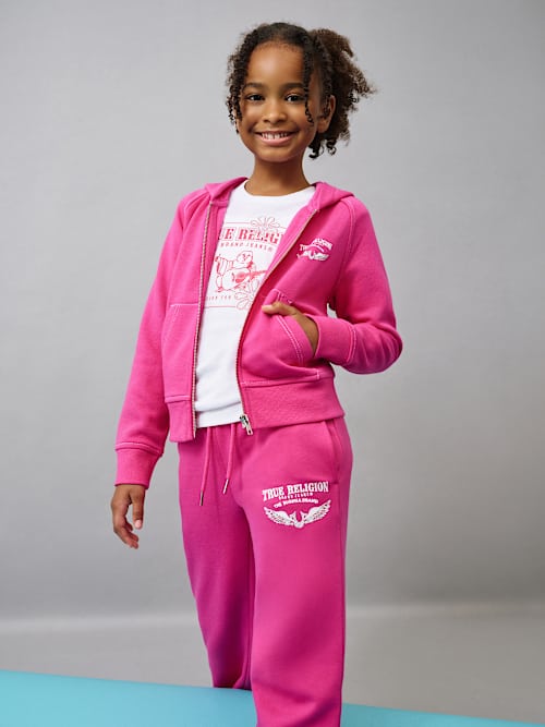 GIRLS CRYSTAL WINGED LOGO ZIP HOODIE