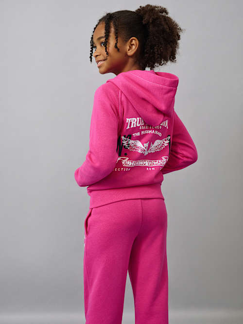 GIRLS CRYSTAL WINGED LOGO ZIP HOODIE