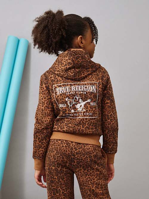 GIRLS LEOPARD PRINT HOODIE