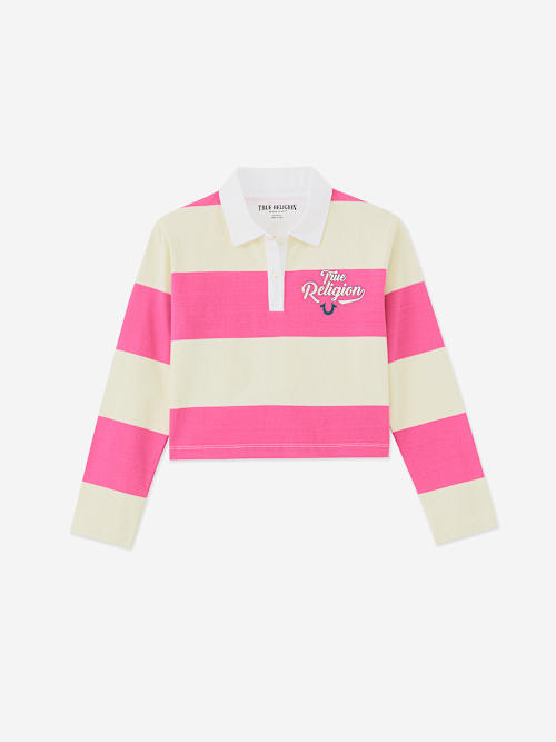GIRLS LOGO RUGBY LONG SLEEVED TOP