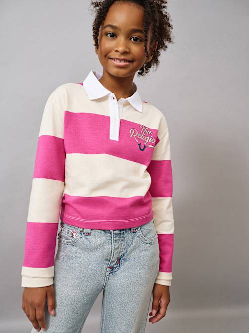 GIRLS LOGO RUGBY LONG SLEEVED TOP