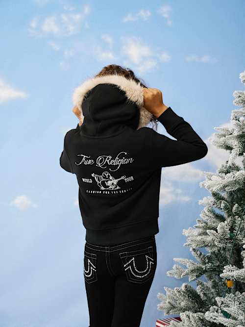 ТОЛСТОВКА С КАПЮШОНОМ НА МОЛНИИ С МЕХОВЫМ КАПЮШОНОМ ДЛЯ ДЕВОЧЕК