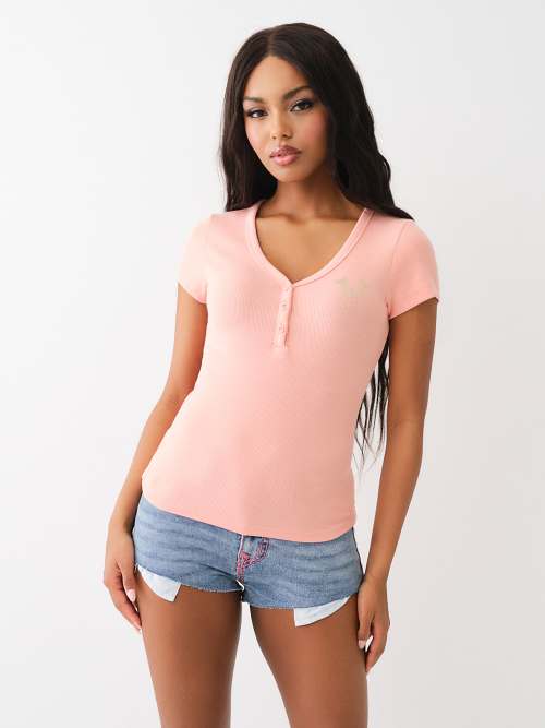 STUDDED HORSESHOE HENLEY SHIRT