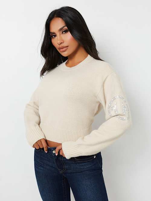 CRYSTAL HORSESHOE PULLOVER SWEATER