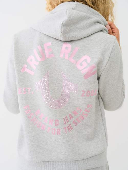 Pink fashion true religion hoodie