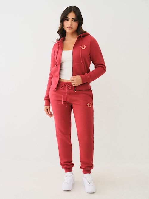 True Religion Red top Velour Sweatsuit Set