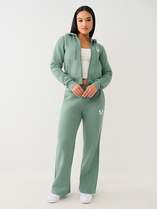 SPLATTERED METALLIC STRAIGHT LEG SWEAT PANT