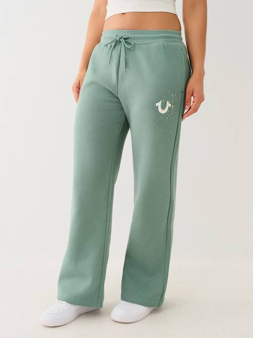 SPLATTERED METALLIC STRAIGHT LEG SWEAT PANT