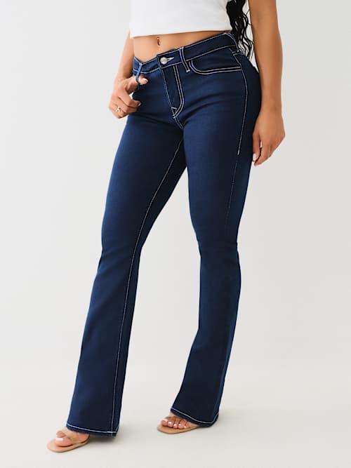 ДЖИНСЫ BECCA С ОДНОЙ СТРОЧКОЙ, СРЕДНЕЙ ПОСАДКОЙ И РАСКЛЕШЕННЫМ НИЗОМ