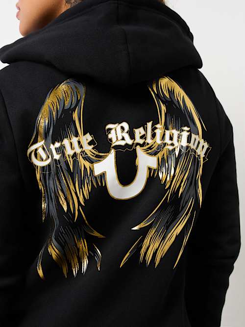 METALLIC WING HORSESHOE ZIP HOODIE