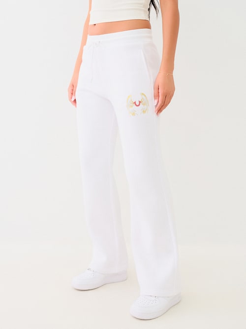 METALLIC WING HORSESHOE STRAIGHT LEG SWEAT PANT