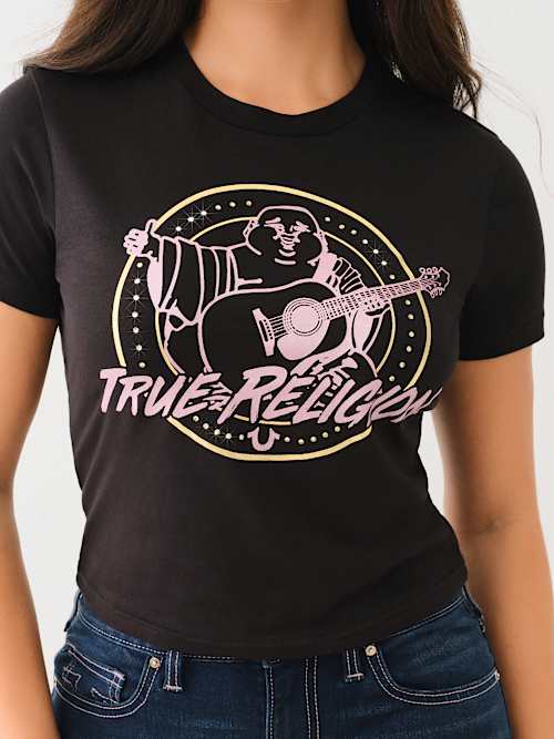 CRYSTAL RETRO BUDDHA LOGO BABY TEE