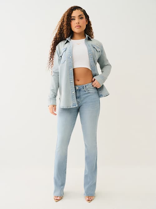 BECCA MID RISE FLAP BOOTCUT JEAN