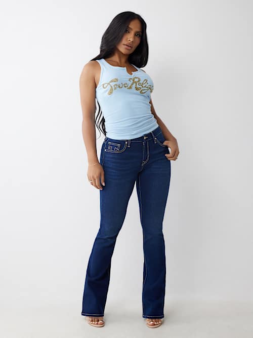 BECCA MID RISE LUREX BOOTCUT JEAN