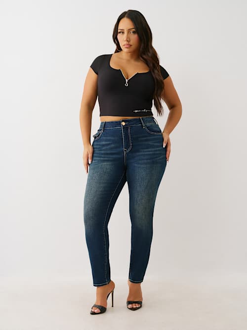PLUS JENNIE MID RISE FLAP CURVY SKINNY JEAN
