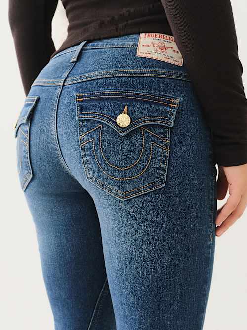 ДЖИНСЫ BECCA BIG T СО СРЕДНЕЙ ПОСАДКОЙ И ЗАНИЖЕННОЙ ТАЛИЕЙ