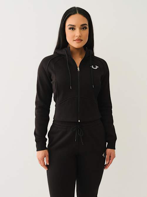 SHRUNKEN STAR RIBBED ZIP HOODIE