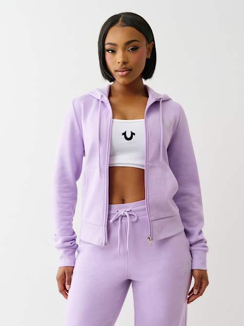 CRYSTAL HORSESHOE ZIP HOODIE