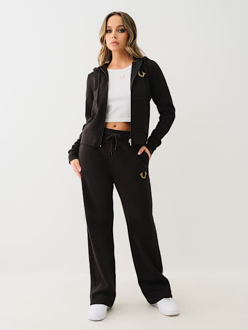 CRYSTAL HORSESHOE STRAIGHT LEG SWEAT PANT