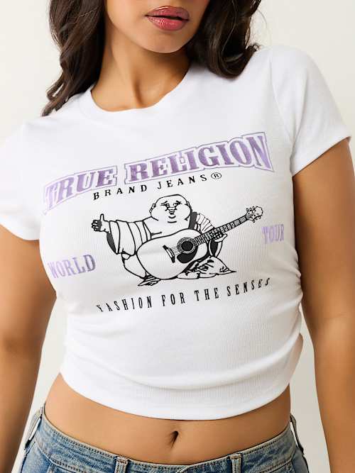 RUCHED METALLIC LOGO BABY TEE