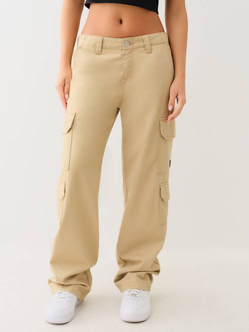 БРЮКИ-КАРГО С ОДНОЙ ПОЛОСОЙ И ИЗОГНУТОЙ ПОДКОВОЙ