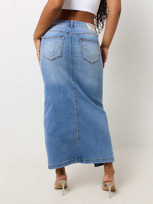DENIM SLIT MAXI SKIRT