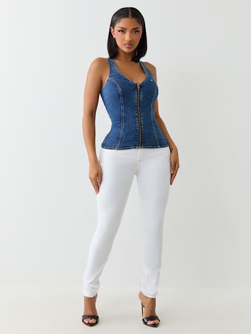 DENIM BUSTIER TOP