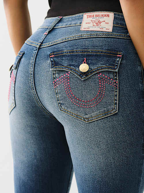 ДЖИНСЫ BECCA СО СРЕДНЕЙ ПОСАДКОЙ И ЗАУЖЕННЫМ НИЗОМ