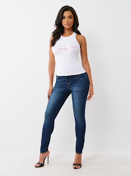 JEANS SÚPER SKINNY HALLE DE TIRO ALTO