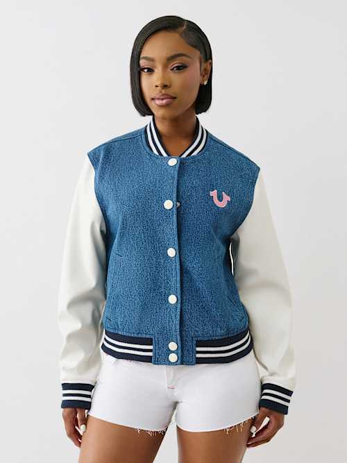 DENIM BUDDHA VARSITY JACKET