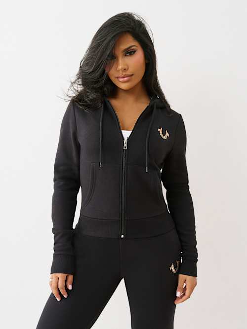 CRYSTAL GLOBAL LOGO ZIP HOODIE