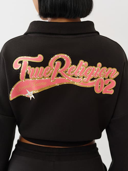 VARSITY HALF ZIP SWEATER