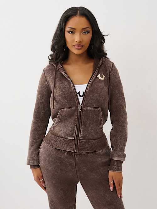WASHED FLEECE ZIP HOODIE