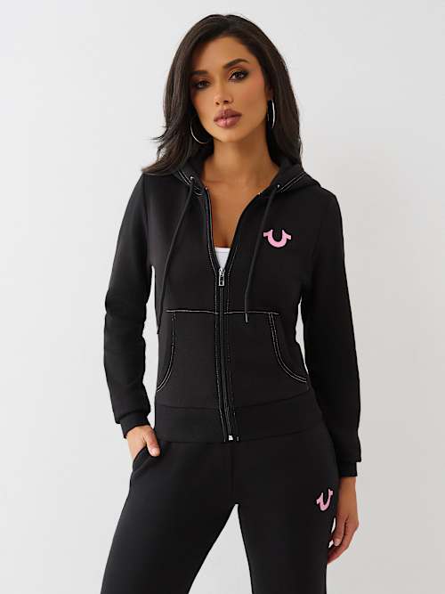 HORSESHOE APPLIQUE ZIP HOODIE