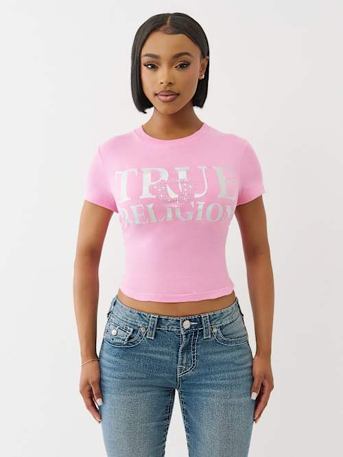 ★2024SS新作★KIRSH X TRUERELIGION★CROP SLIM T-SHIRT ☆2024SS新作☆KIRSH X TRUERELIGION☆CROP SLIM T-SHIRT (TRUE