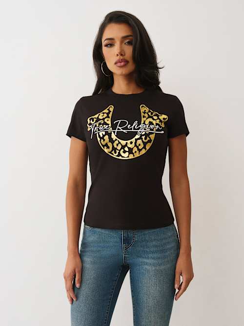 METALLIC LEOPARD GRAPHIC  TEE